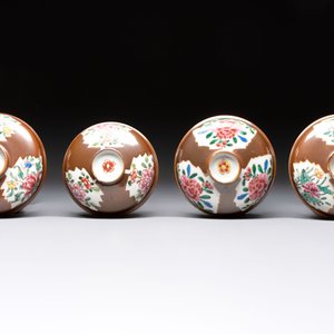 Seven Chinese famille rose capucin-brown-ground covered bowls, Qianlong — photo 7