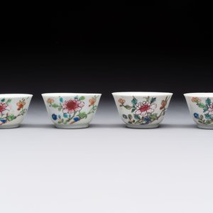 Seven Chinese famille rose cups and eleven saucers with floral design, Qianlong — 照片 13