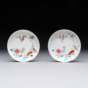 Seven Chinese famille rose cups and eleven saucers with floral design, Qianlong — 照片 8