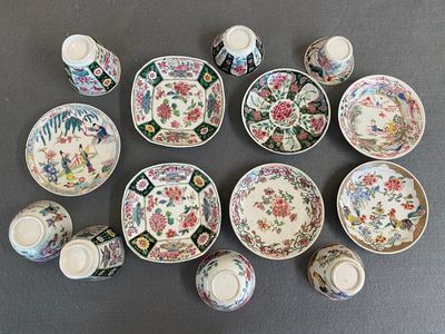 Seven Chinese famille rose cups and saucers, Yongzheng/Qianlong — 照片 2