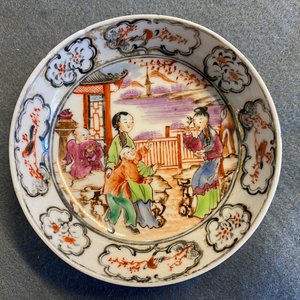 Seven Chinese famille rose 'Mandarin' cups and saucers, Qianlong — photo 24