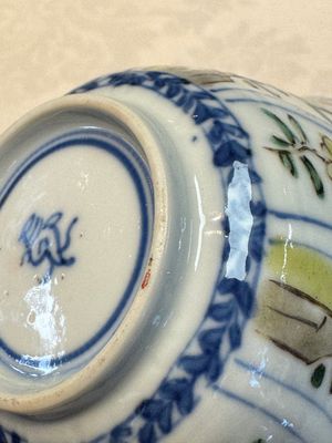 Seven Chinese famille verte cups and four saucers, conch shell and lingzhi marks, Kangxi — photo 103