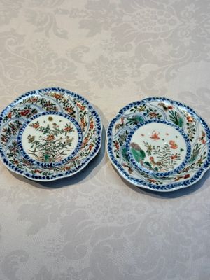 Seven Chinese famille verte cups and four saucers, conch shell and lingzhi marks, Kangxi — photo 104