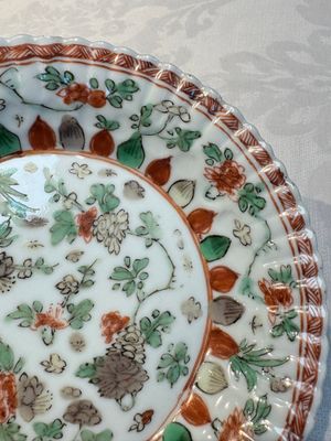 Seven Chinese famille verte cups and four saucers, conch shell and lingzhi marks, Kangxi — photo 46