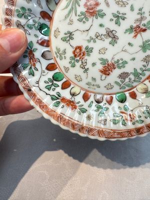 Seven Chinese famille verte cups and four saucers, conch shell and lingzhi marks, Kangxi — photo 59