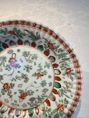 Seven Chinese famille verte cups and four saucers, conch shell and lingzhi marks, Kangxi — photo 61
