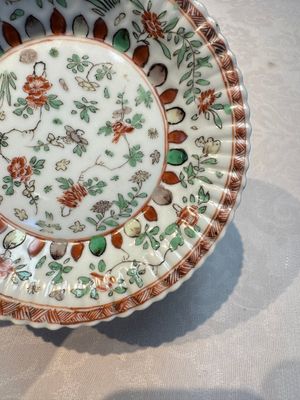 Seven Chinese famille verte cups and four saucers, conch shell and lingzhi marks, Kangxi — photo 62