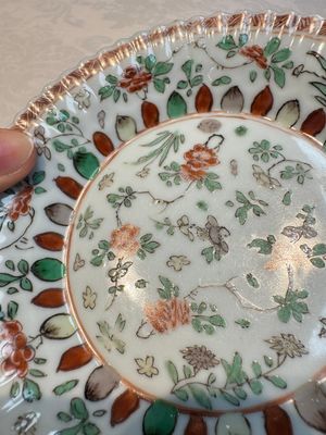 Seven Chinese famille verte cups and four saucers, conch shell and lingzhi marks, Kangxi — photo 63