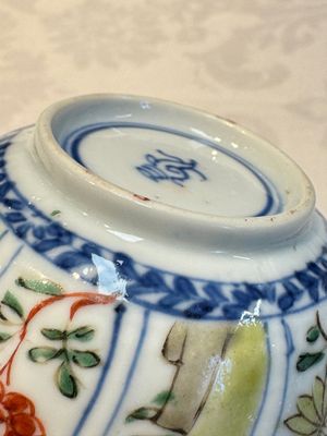 Seven Chinese famille verte cups and four saucers, conch shell and lingzhi marks, Kangxi — photo 81