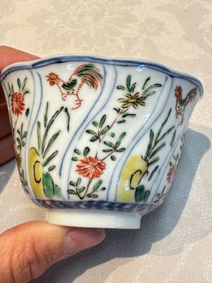 Seven Chinese famille verte cups and four saucers, conch shell and lingzhi marks, Kangxi — photo 82