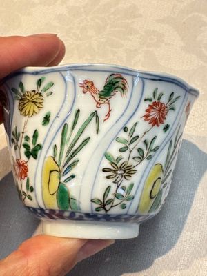 Seven Chinese famille verte cups and four saucers, conch shell and lingzhi marks, Kangxi — photo 83