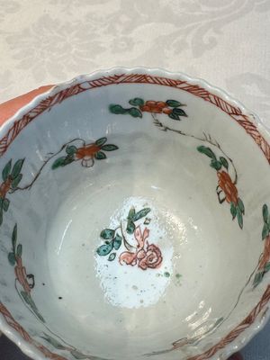 Seven Chinese famille verte cups and four saucers, conch shell and lingzhi marks, Kangxi — photo 9