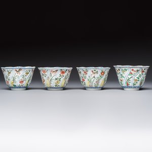 Seven Chinese famille verte cups and four saucers, conch shell and lingzhi marks, Kangxi — photo 15