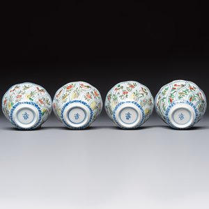 Seven Chinese famille verte cups and four saucers, conch shell and lingzhi marks, Kangxi — photo 17