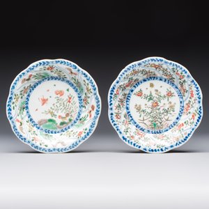Seven Chinese famille verte cups and four saucers, conch shell and lingzhi marks, Kangxi — photo 2