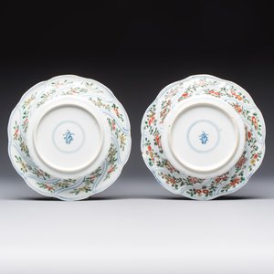 Seven Chinese famille verte cups and four saucers, conch shell and lingzhi marks, Kangxi — photo 3