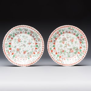 Seven Chinese famille verte cups and four saucers, conch shell and lingzhi marks, Kangxi — photo 4