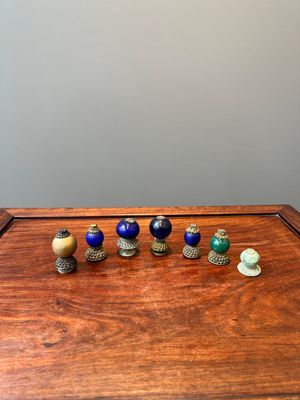 Seven Chinese gilt bronze Mandarin hat finials, Qing — photo 1
