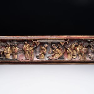 Seven Chinese gilt-lacquered carved wooden panels with narrative design, 19th C. — 照片 10
