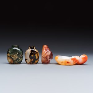 Seven Chinese jade, jadeite and agate wares, including snuff bottles — photo 3