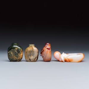 Seven Chinese jade, jadeite and agate wares, including snuff bottles — photo 5