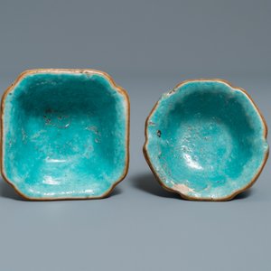 Seven Chinese monochrome green and turquoise porcelain wares, 19/20th C. — photo 14