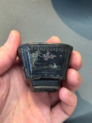 Seven Chinese silver-lined laque burgauté wine cups and two stands, Kangxi — photo 31