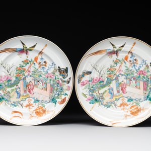 Seven fine Chinese Canton famille rose dishes and plates, 19th C. — photo 2