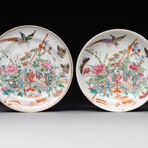 Seven fine Chinese Canton famille rose dishes and plates, 19th C. — photo 6