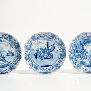 Seven fine Dutch Delft blue and white biblical plates, 18th C. — 照片 3