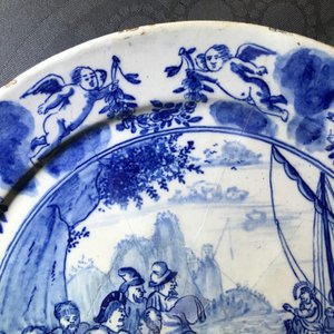 Seven fine Dutch Delft blue and white biblical plates, 18th C. — 照片 6