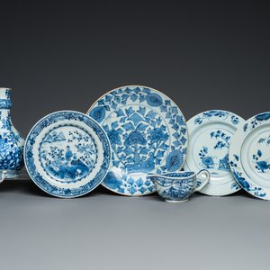 Seven pieces of Chinese blue and white porcelain, Kangxi/Qianlong — photo 1
