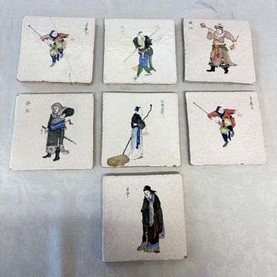 Seven polychrome Frisian 'Chinoiserie' tiles — photo 1