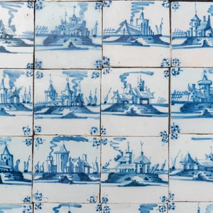 Seventy‑seven blue and white Dutch Delft 'landscape' tiles, late 18th C. — photo 4