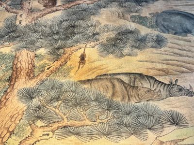 Shen Quan 沈铨 (1682-1760): 'Animals by the mountain', ink and colour on silk, dated 1728 — photo 15