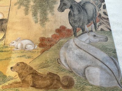 Shen Quan 沈铨 (1682-1760): 'Animals by the mountain', ink and colour on silk, dated 1728 — photo 19