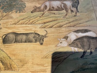 Shen Quan 沈铨 (1682-1760): 'Animals by the mountain', ink and colour on silk, dated 1728 — photo 20