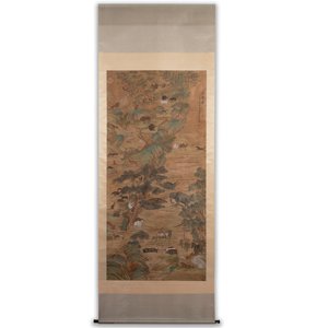 Shen Quan 沈铨 (1682-1760): 'Animaux dans la montagne', encre et couleur sur soie, datée 1728 — photo 1