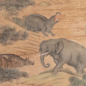 Shen Quan 沈铨 (1682-1760): 'Animaux dans la montagne', encre et couleur sur soie, datée 1728 — photo 11