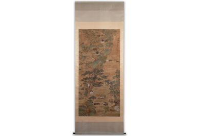 Shen Quan 沈铨 (1682-1760): 'Dieren op de berg', inkt en kleur op zijde, gedateerd 1728