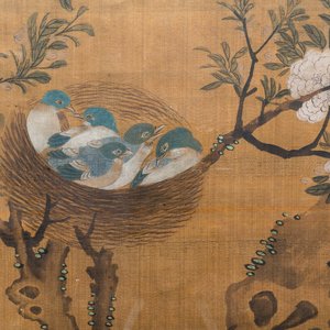 Shen Quan (1682-1762) encre et couleurs sur soie, 18ème: 'Deux scènes aux oiseaux' — photo 11
