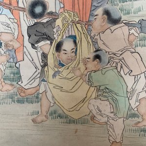 Shen Zhaohan (Xinhai) (China, 1855 - 1941): Boeddha met kinderen, inkt en kleur op papier, gemonteerd op rol — foto 17