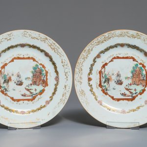 Six assiettes en porcelaine de Chine de style Meissen à décor de scènes de port, Qianlong — photo 2
