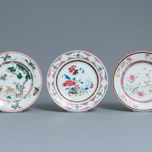 Six assiettes en porcelaine de Chine famille rose, verte et de style Imari, Kangxi/Qianlong — photo 2
