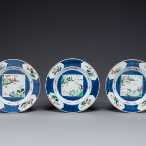 Six assiettes en porcelaine de Chine famille verte à décor de 'Xie Qin Fang You 攜琴訪友', Kangxi — photo 2