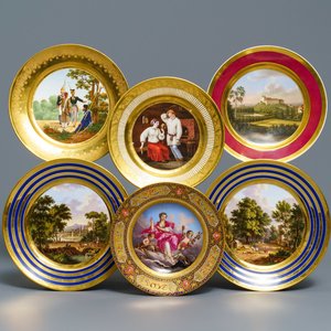 Six assiettes en porcelaine dorée, origines diverses, 18/19ème — photo 1
