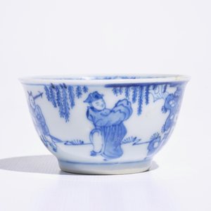 Six blue and white Chinese cups and saucers, Kangxi/Yongzheng — photo 4
