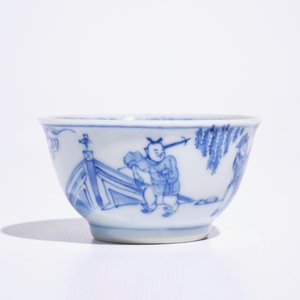 Six blue and white Chinese cups and saucers, Kangxi/Yongzheng — photo 7