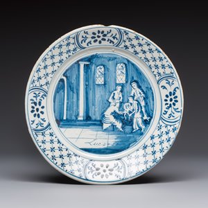Six blue and white Dutch Delft 'Biblical Subject' plates, probably Friesland, Makkum, 18th C. — 照片 12