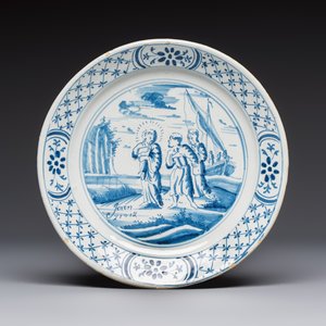 Six blue and white Dutch Delft 'Biblical Subject' plates, probably Friesland, Makkum, 18th C. — 照片 4